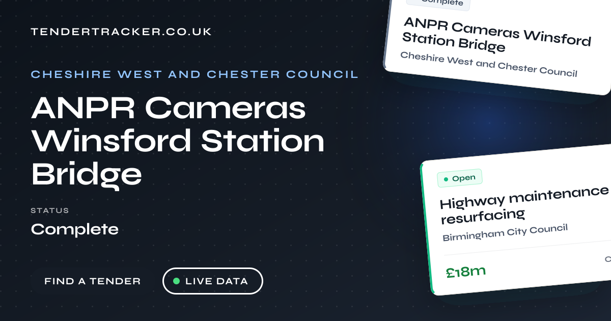installation and maintenance of ANPR cameras Winsford Statio ...
