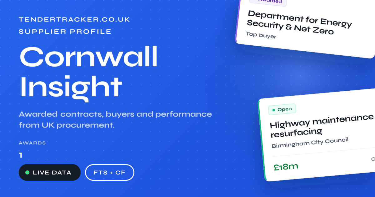 Cornwall Insight: 1 UK Contract Won | TenderTracker UK