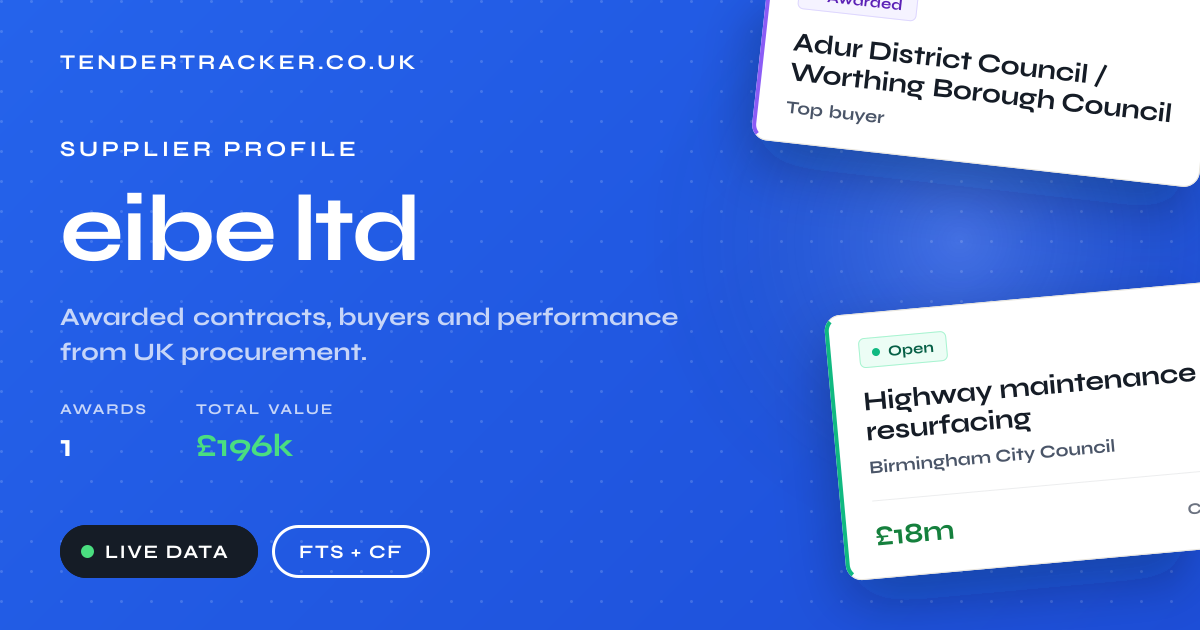 eibe ltd: 1 UK Contract Won | TenderTracker UK