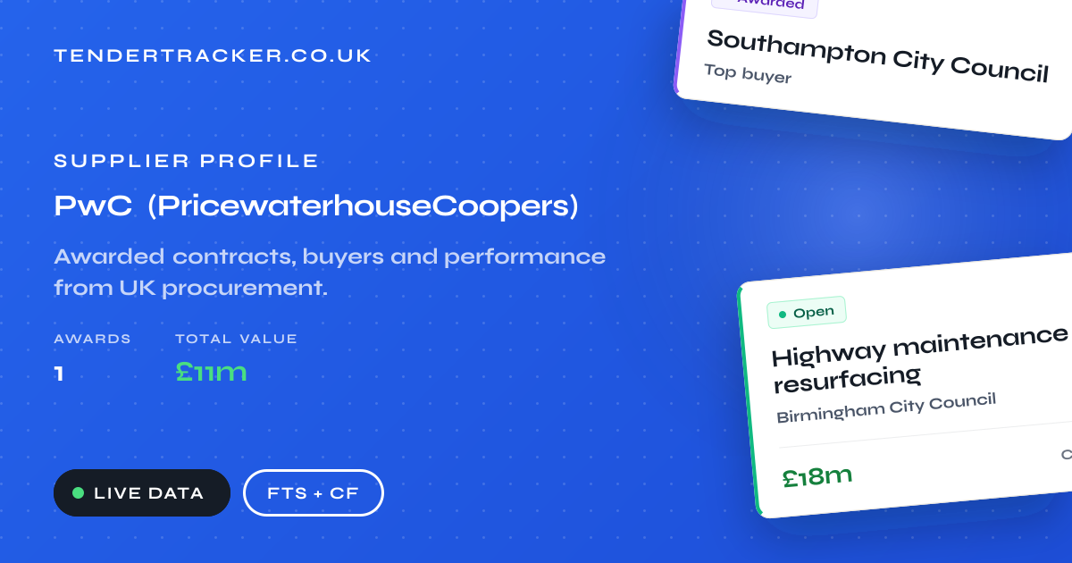 PwC (PricewaterhouseCoop…: 1 Contract Won | TenderTracker UK