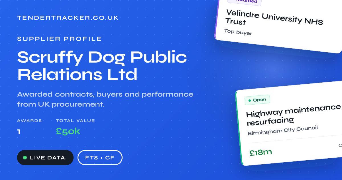 Scruffy Dog Public Relations Ltd: 1 UK Contracts Won | TenderTracker UK